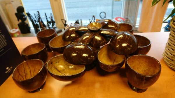 Natural coconut cups and bowls