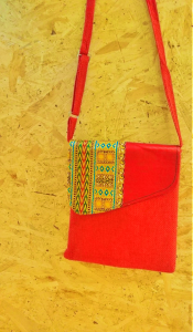 Orange recycled shoulder bag