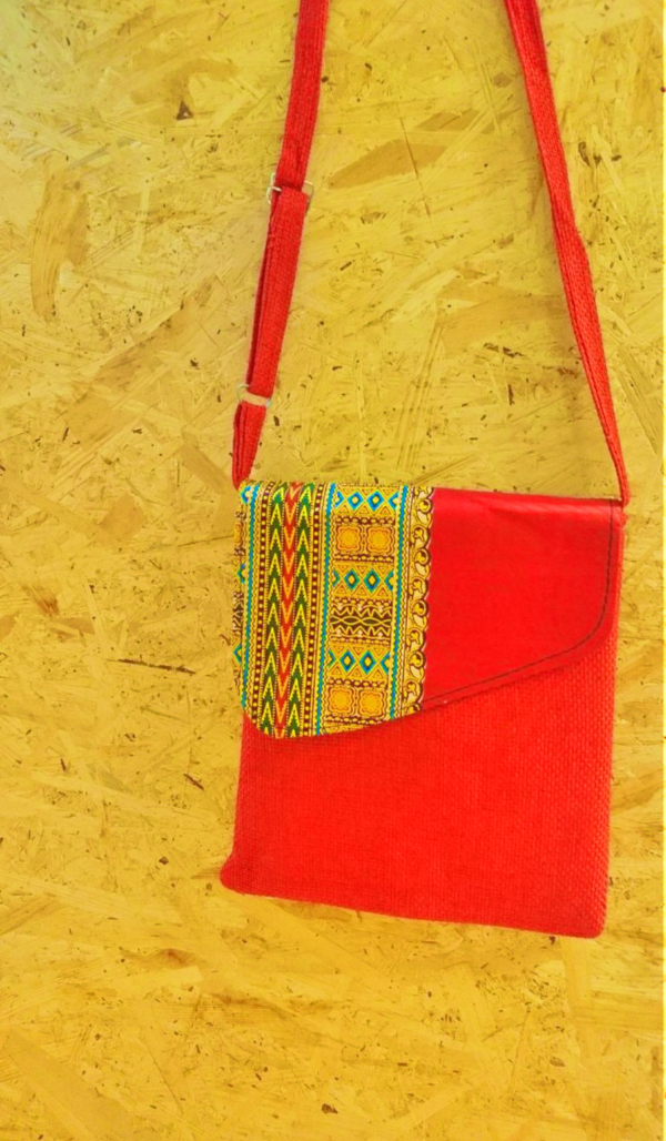 Orange Handmad recycled shoulder bag