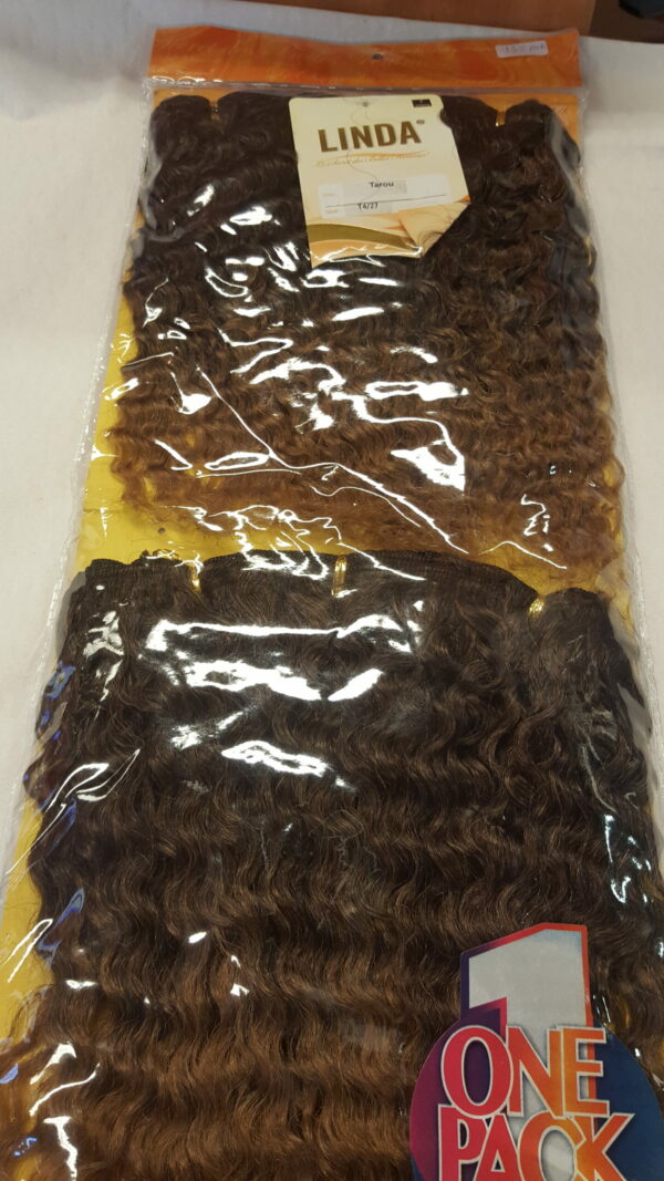 LINDA SYNTHETIC LONG BROWN CURLY 2PCS