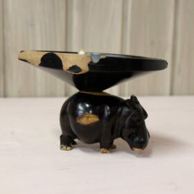 Hippopotamus with ashtray on its back ebony wood