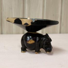 Hippopotamus with ashtray on its back ebony wood
